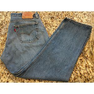 Vintage 501xx Levis Jeans Mens Denim Made In USA Button Fly 38x32 Med Blue Wash
